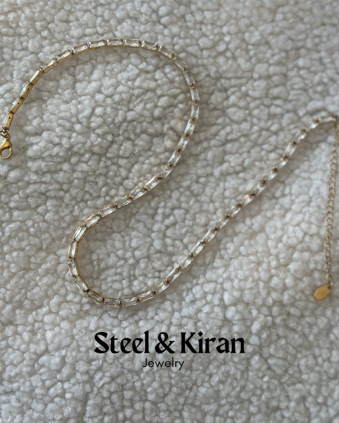 Collier Glimmer en acier avec pendentifs en zircon cubique