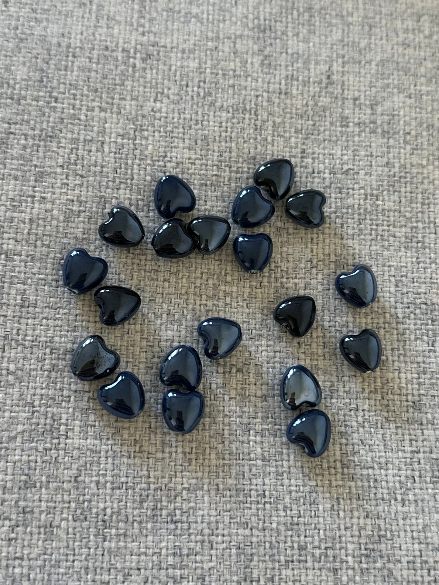 Perles en porcelaine - Petit Coeur Bleu Nuit