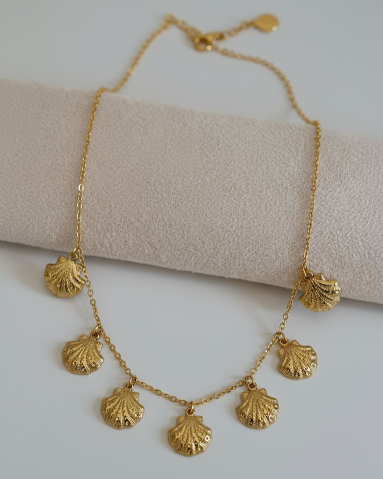 Charms coquillage dorés en acier inoxydable – pendentifs shell 18x16 mm