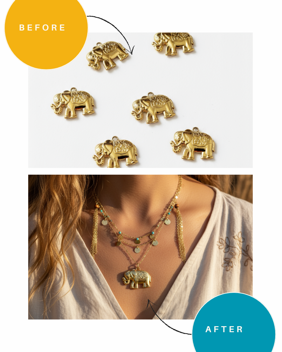 Charms en acier inoxydable ‘Elephant’