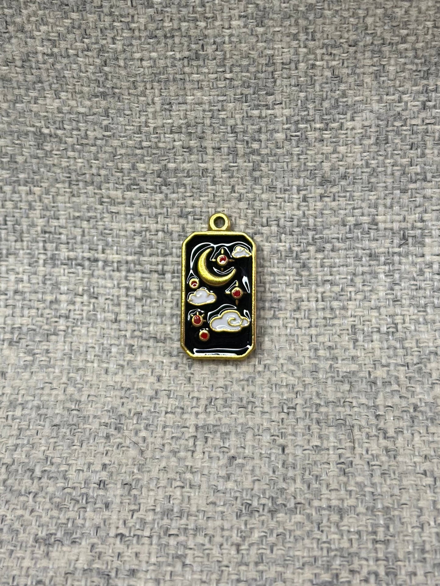 Pendentif en acier inoxydable et ėmail noir
