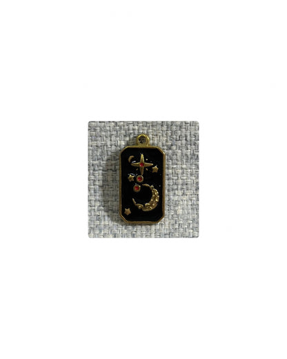 Pendentif médaille en acier inoxydable et ėmail noir ( Vendu a la piece )