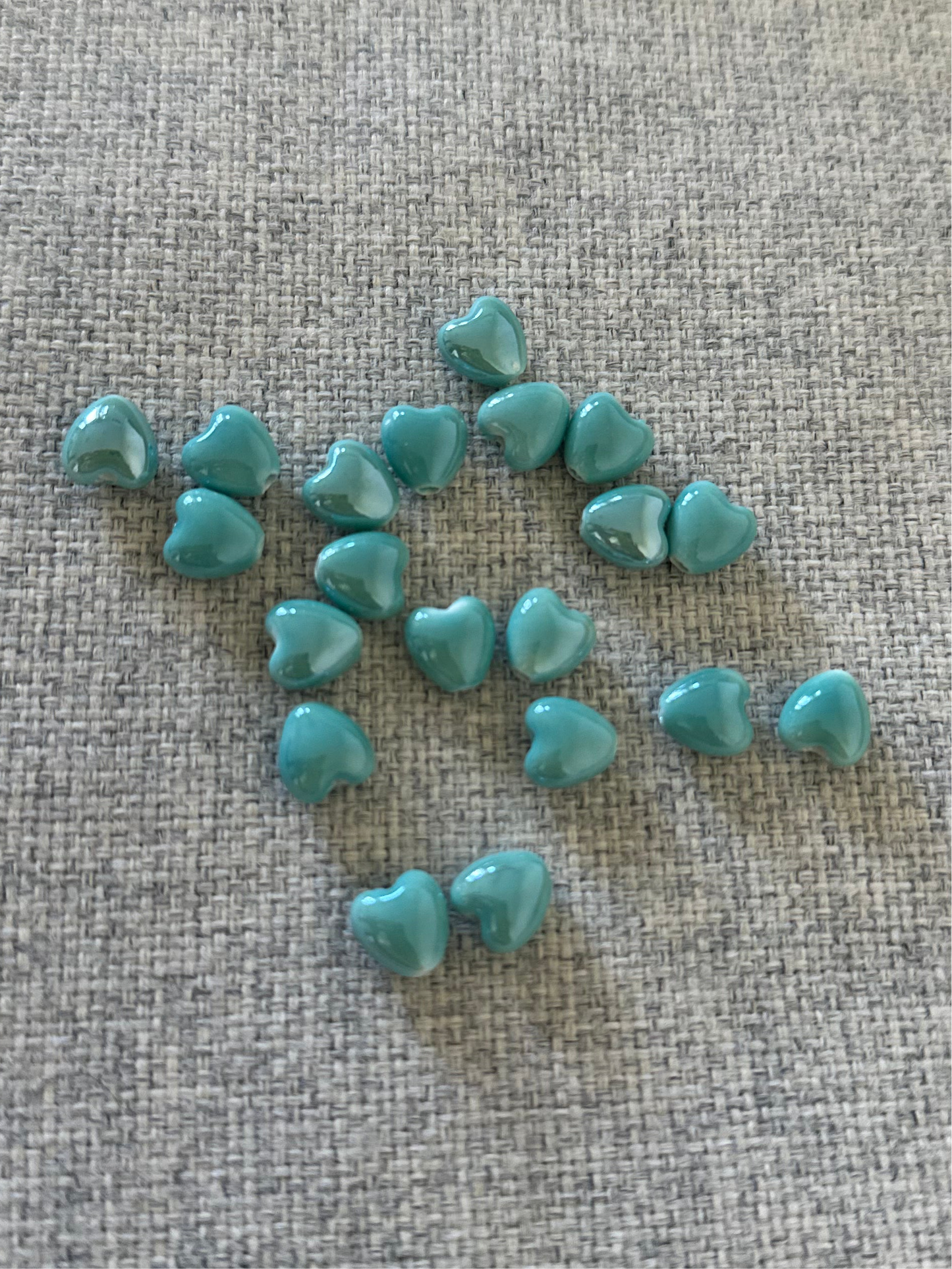 Perles en porcelaine - Petit Coeur Bleu Turquoise