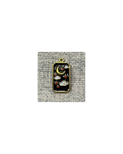 Pendentif médaille en acier inoxydable et ėmail noir ( Vendu a la piece )