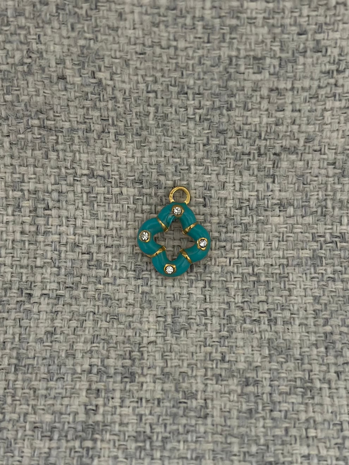 Pendentif en émail et en acier inoxydable bleu turquoise