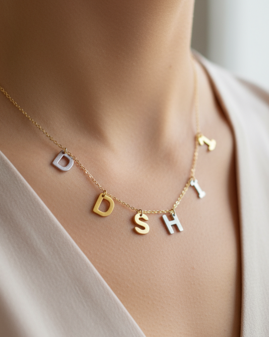 Pendentifs lettres alphabet dorés en acier inoxydable 11 mm